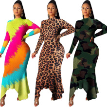 Maxi Turtleneck Long Sleeve Irregular Colorful Knit Women Casual Dress
